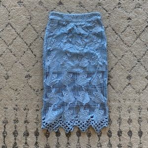 Katie Waltman Boutique Blue Lace Pencil Skirt